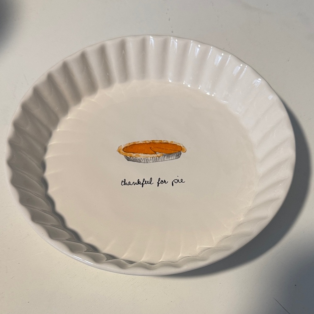 Rae Dunn White Pie Plate with Pumpkin Pie Design